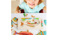 Fish Bone Puzzle Educational Layered Puzzle Hand-Eye Coordination Toy for Toddlers, Preschool, Homeschool