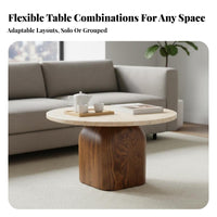 2 Pieces Wabi-Sabi design Nesting Coffee Tables Space-Saving Round Nesting Tables Mixed Material Table Set sturdy Construction for Apartment Dwellers, Design lovers, Homeowners, Living Room, Small Spaces, Lounge Area, Bedroom