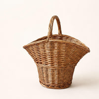 Arched Handle Wicker Basket Flared Top Woven Wicker Basket Brown Household Container