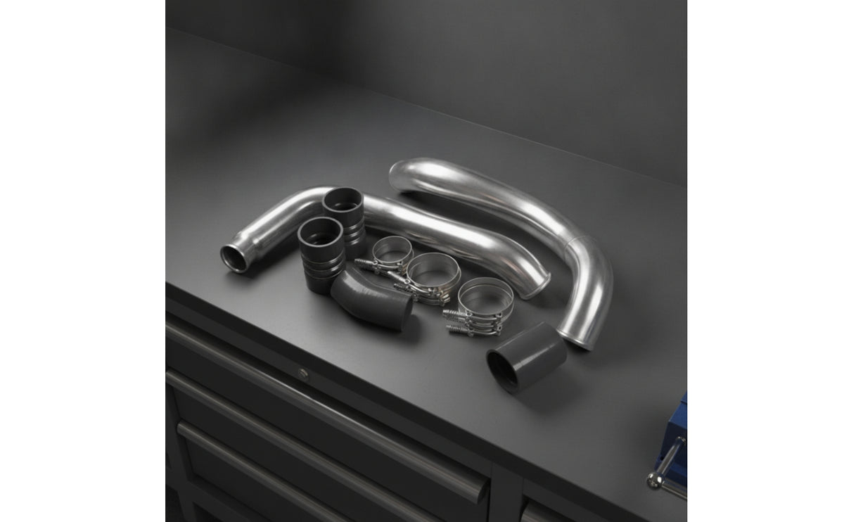 High Performance Turbo Intercooler Pipe Kit Polished Intercooler Pipe with Silicone Boots Bolt-on Vehicle Part Durable for Engine Bay