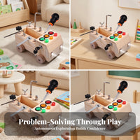 Natural Wood Finish Educational Busy Toy Lighted Dome Elements Wooden Busy Toy Tool Parts Sensory Activity Board Tabletop Design for Children