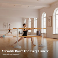Stable Base Adjustable Double Ballet Barre Non-Slip Feet Adjustable Dance Barre Steel Core Reinforced Freestanding Dance Bar Heavy Duty Construction for Dancers, Adults, Beginners, Studio, School, Gym