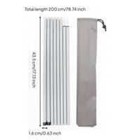 2 Meter Tent Awning Pole Iron Canopy Support Rod Heavy Duty Tent Vestibule Pole for Campers, Outdoor Enthusiasts, Backyard, Beach, Picnic