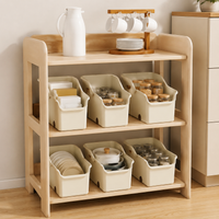 Cream Cabinet Storage Bin with Wheels, Modern Minimalist Kitchen Utensil Organiser, Space Saving Cupboard Storage Bin