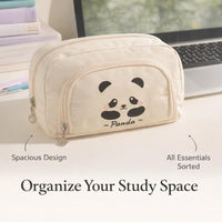 Panda School Pencil Case, Large Capacity Pen Bag, Cute Stationery Organizer, Korean Pencil Pouch, Art Student Supplies