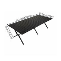 Stable Roll-up Camping Table Sturdy Wood Grain Folding Table Heavy Duty Outdoor Furniture Easy to Clean for Fishing