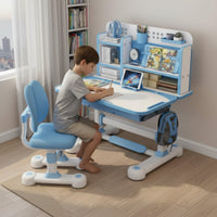 Sturdy Construction Kids Desk and Chair Set Rounded Corners Height Adjustable Student Desk Widened Desktop Height Adjustable Study Table Easy to Assemble for Homeschooling