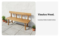 Rustic Design Bench with Backrest Natural and design Slatted Wood Bench adaptable Outdoor Furniture sturdy Duty for property owners, Business Owners, Cafe, Restaurant, Porch, Dining Room