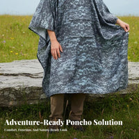 Multi-Use Rain Poncho Waterproof Hiking Poncho Compact Hooded Waterproof Cape for Backpackers, Campers, Backpacking, Travel