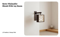 Double-Sided Wall Clock Solid Wood Frame Double Sided Wall Clock Noiseless Mechanism for Living Room, Hallway