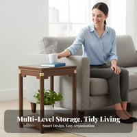 Compact Size Two-Tier Pedestal Table Multi-Purpose Plant Stand Easy Assembly Indoor Furnishing Strong Load-Bearing for Interior Design Enthusiasts, Apartment Dwellers, Aquarium Hobbyists, Living Room, Small Areas, Bedroom, Entryway