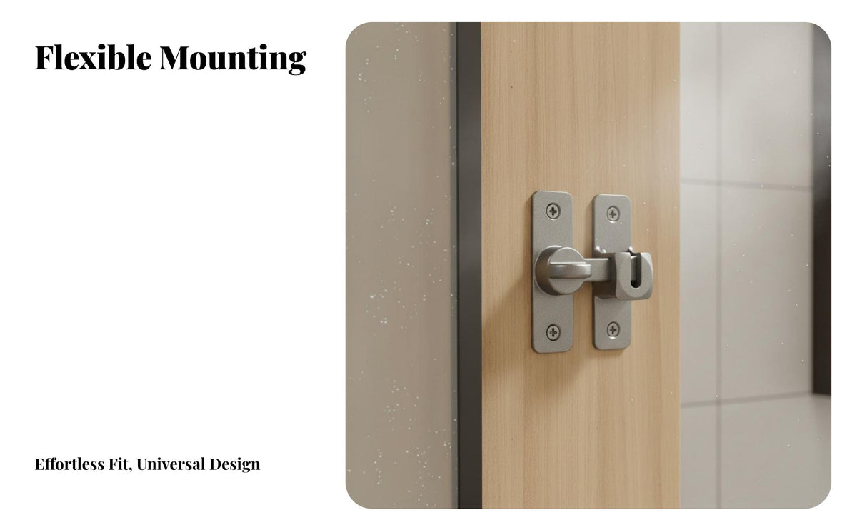 Multi-Angle Installation Sliding Door Latch Resistant Sliding Door Privacy Latch Rust-Proof Waterproof for DIY Enthusiasts, Homeowners, Renters, Bathroom, Bedroom, Cabinets, Wardrobe