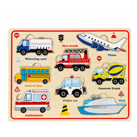 Early Learning Chunky Wooden Puzzle Hands-on Play Wooden Puzzle Board Red Border Children's Toy Educational for Toddlers, Classroom