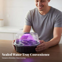 Reusable 13-Hole Seedling Starter Tray with Light Round Nursery Box with Grow Light Indoor Plant Germination Kit for Gardeners, Beginners, Home, Balcony