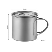 Lightweight Titanium Mug with Lid Portable Titanium Cup with Lid Compact Camping Cup with Folding Handle Heat-Resistant for Backpacking
