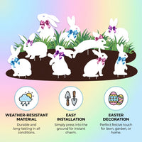 Bunny and Egg Lawn Stakes Weatherproof Easter Yard Stake Weather Resistant Easter Yard Sign Set for Homeowners, Party Planners, Pathway