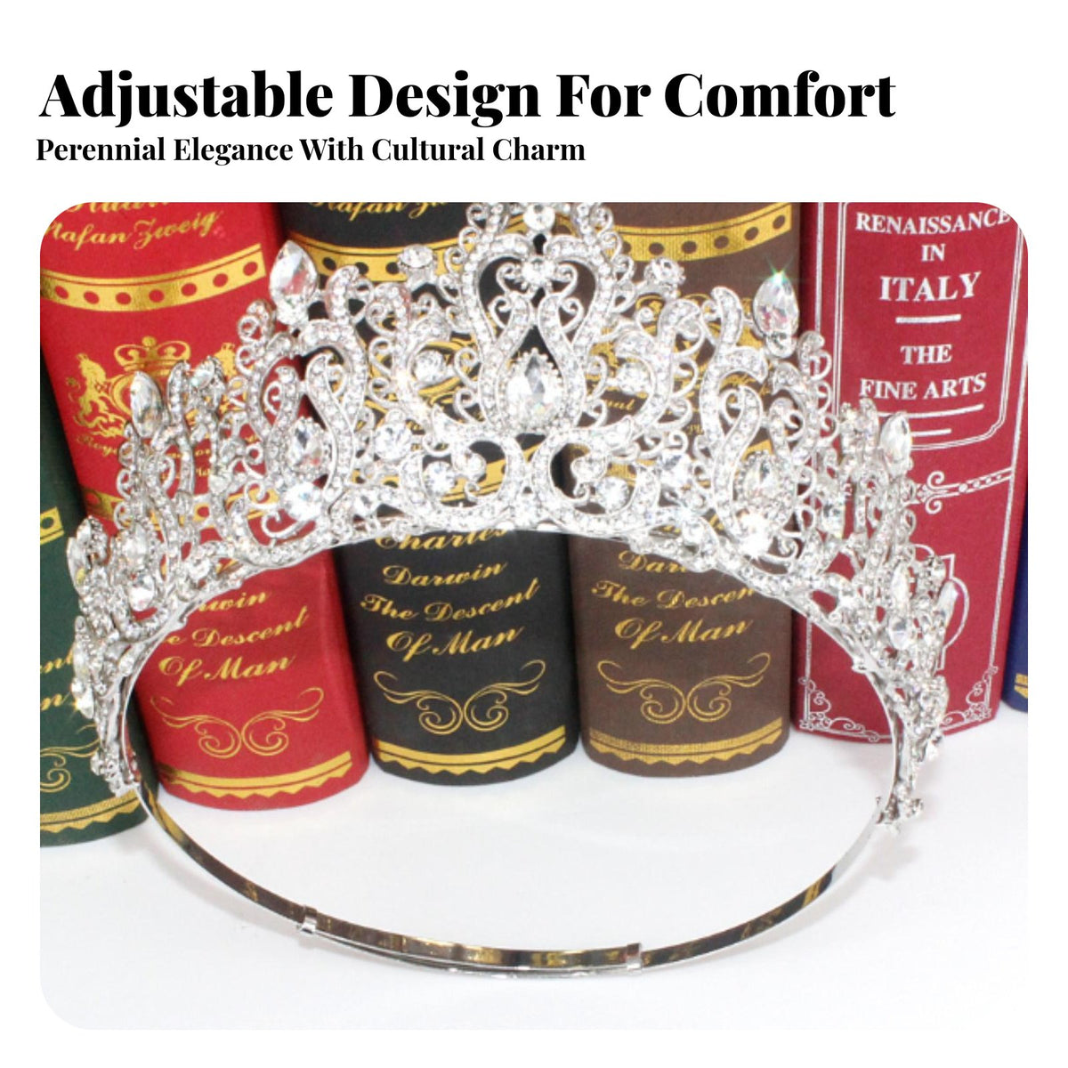 Crystal Pageant Crown Encrusted with Crystals Crystal Queen Crown Bridal Crystal Tiara Adjustable Band for Weddings, Proms