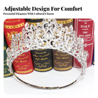 Crystal Pageant Crown Encrusted with Crystals Crystal Queen Crown Bridal Crystal Tiara Adjustable Band for Weddings, Proms