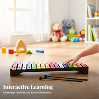Clear, Rich Sound 15-Note Colorful Metallophone Well-Tuned Cased Xylophone Set Child-Safe Mallets Glockenspiel Color-Coded Notes for Preschoolers, Music Beginners, cateand proceedryroom, Kindergarten, Daycare Centers, Playroom