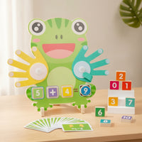 Educational Wooden Math Board with Clock Arithmetic Wooden Counting Board with Clock Preschool Manipulative Kindergarten for Preschoolers