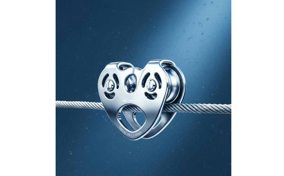 Double Axle Pulley Bearing Wheel Stainless Steel Pulley Heavy Duty Outdoor Gear for Climbers