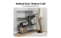 Modernist design aesthetic Metal lattice Cube Minimalist visual appeal configurable Shelving Multifunctional Use Organizer Rack adaptable for Vinyl LP Collectors, Design aficionados, Living Room, Bedroom, Office, Closet