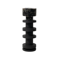 Stone Look Candlestick Textured Finish Black Candle Stand Stable Base Tall Candlestick Holder