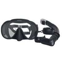Tempered Glass Snorkeling Mask with Snorkel Wide-View Mask and Snorkel Set Clear Lens Water Sports Gear Silicone for Snorkelers, Travelers, Beach Trips, Pool Practice