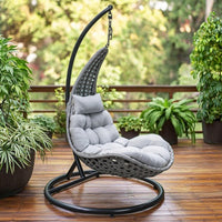 Hanging Basket Chair with Stand Outdoor Egg Chair with Stand Woven Furniture for Adults, Patio, Garden, Balcony