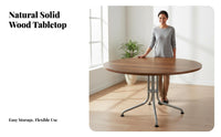Round Folding Table Foldable Design Round Wood Folding Table Commercial Grade Household Furniture for Caterers, Families, Canteens, Banquets, Weddings