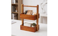 Desktop Organizer with Handle Compact Desk Organizer Shelf Space-Saving Two-Tier Storage Rack for Vanity, Washroom Counter