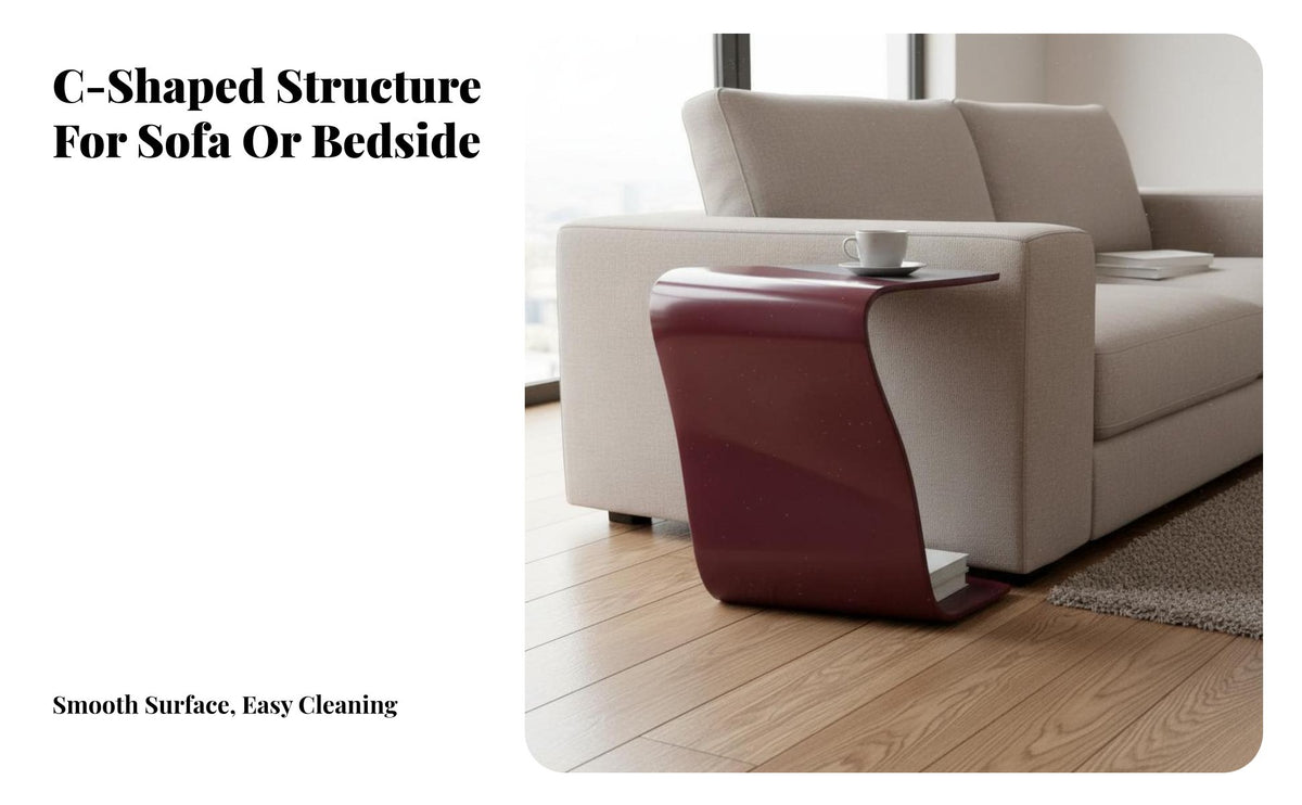 Movable C-Shaped End Table Light Luxury Design C Shaped End Table Creative Shape Household Furniture Space Saving for Apartment Dwellers, Homeowners, Students, Living Room, Small Areas, Bedroom, Office