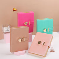 Qihan Creative Trend Journal Notebook with Heart Lock, Gift Box Set