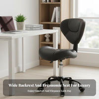 Cushioned Seat Adjustable Swivel Stool with Backrest Ergonomic Design Adjustable Low-Back Task Stool Rolling Casters Indoor Seating Easy to Clean for Salon Technicians, Office Workers, Reception Area, Study Room, Medical Facility, Workshop
