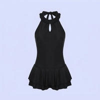 Swimsuit for Women with Stylish Backless Design and Skirted Control, Padded One-Piece in Polyester for Water Sports