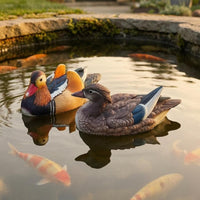 Textured Feathers Mandarin Duck Ornament Realistic Floating Duck Ornament Multicolor Painted Finish for Water-Scaping, Garden, Courtyard