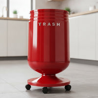 Trash Bin with Lid Glossy Hinged-Lid Garbage Can Cylindrical Pedestal Waste Bin for Kitchen, Office, Living Room