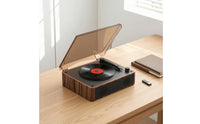 Wood-Grain CD Player with Speakers Retro CD Player with Bluetooth Compact Small for Audiophiles, Home, Bedroom, Office