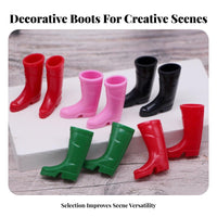 Miniature Rain Boots Realistic Design 3.5cm Doll Shoes Pretend Play Toy Tiny Silicone Boots for BJD Hobbyists, Miniaturists, Christmas Dioramas