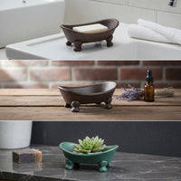 Bathtub Soap Dish Rustic Tray Holder for Washroom, Sink