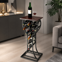 Black Metal Wine Rack, Freestanding Wine Bottle Holder, Modern Matte Finish for Kitchen & Small Spaces, 38x30.5x84cm