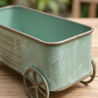 Rectangular Vintage Planter Cart Rounded Corners Distressed Planter Cart Indoor Outdoor Use