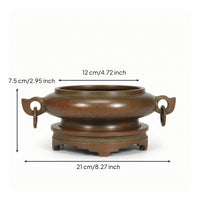 Copper Incense Burner Stable Incense Holder with Handles Elegant Ding Censer for Meditation