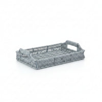 Slim Design Imitation Rattan Tray Rectangular Tray with Handles Versatile Trays Lightweight for Countertop, Bedside, Kitchen, Bathroom