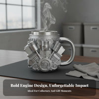 V8 Engine Mug Unique Gift Idea Car Automotive Beverage Container Cup Multi-Functional Decor 3D Mechanical Design Mug for Lovers, Men, Garage, Office