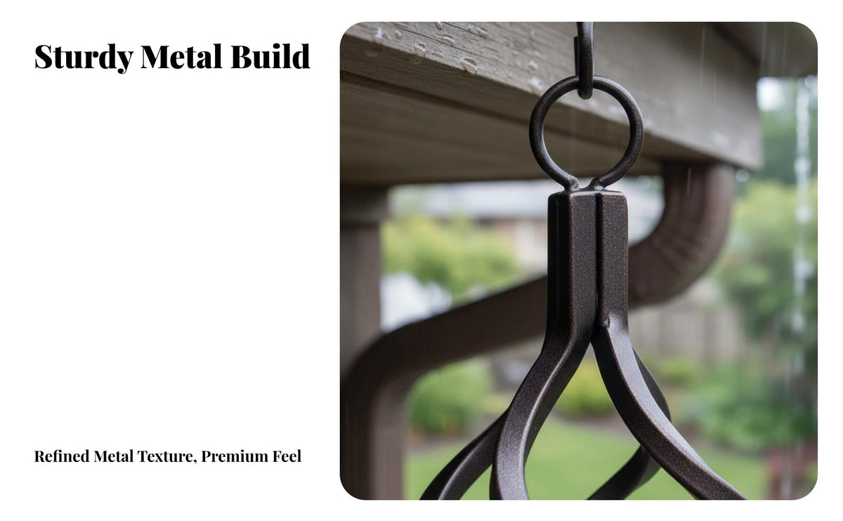 Functional Art Birdcage Rain Chain Weather Resistant Eaves Drainage Chain Pleasant Sound for Outdoor, Patio, Gazebo