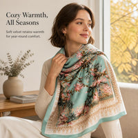 Korean Style Velvet Scarf for Women, Multi-purpose Square Shawl Headscarf