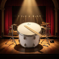Silver Hardware White Marching Drum Drumsticks Included Metal Marching Drum