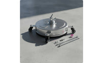 Stainless Steel Pressure Washer Surface Cleaner High-Performance Flat Surface Cleaner with Wheels Sturdy Floor Cleaning Disc with Extension Rods Compatible for Homeowners