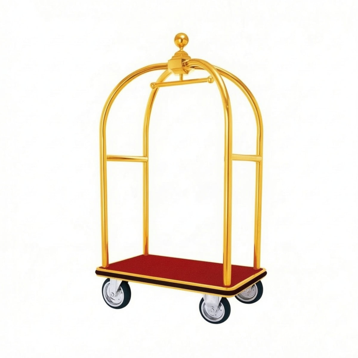 Hotel Luggage Trolley Stainless Steel Hotel Luggage Cart Smooth-Rolling Cart for Attendants, Lobbies